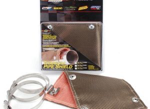 Extreme heat can rob power and potentially damage engines, transmissions, hoses, and sensitive electrical components. DEI, a market leader in thermal protection, has introduced a revolutionary advancement in pipe shield technology that greatly outperforms Mylar-backed glass fiber shields. DEI’s Titanium Pipe Shield combines the high heat tolerance of DEI’s proprietary LR fiber technology with a unique rivet-based clamp shield design to improve heat dissipation and cooling. Glass fiber shields can begin to fail at 900°F with the Mylar outer material cracking and flaking off. DEI’s Titanium Pipe Shield provides heat protection up to 1350°F. LR fiber technology is a two-ply material. The outer layer is made from pulverized and stranded lava rock into a proprietary tightly woven weave for durability and strength. The inside material is made of a special high temperature resistant fabric (89% silica) designed to withstand 350 degrees more heat than glass fiber. This proprietary fiber technology combined with DEI’s unique shield standoff bracket design provides an air gap between the shield and pipe that together provides the maximum potential for cooling and heat dissipation. With the strategic placement of DEI’s Titanium Pipe Shield near transmissions, brake lines, floorboards, body panels, diesel exhaust stacks or motorcycle pipes, radiant heat can be controlled for maximum protection and performance. Other uses include isolated areas such as sections of the exhaust pipe after the collector, an area that can heat transmission fluid, or along the path of an exhaust system in proximity of gas tanks, differentials and rear facias. The shield is designed for multiple automotive applications as well as marine, powersports, diesel and industrial applications where heat dissipation and thermal control is needed. Capable of handling high temperature exposure up to 1350° F Protects heat sensitive components, hoses, lines and electrical wiring Easy to install with unique rivet-based pipe standoff brackets and pipe clamps Reduces heat from entering vehicle when placed on exhaust pipes Simple to re-position