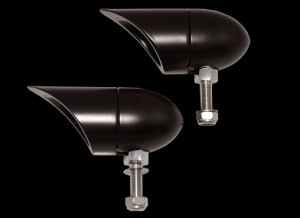 Bullet Lights, LED, Small Curve Bezel, Black Body, Red Lens