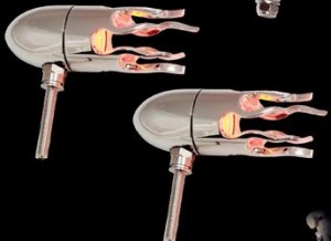 Bullet Lights, LED, Small Flame bezel, Chrome Body