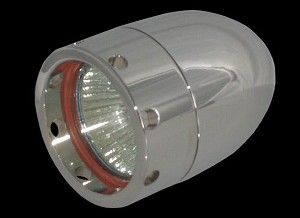 Bullet Lights, Small Flat Bezel w/Holes, Chrome Body, Amber Lens