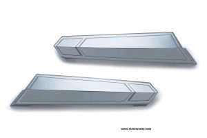 Slim down the lines of your Victory saddlebags with these direct-replacement Saddlebag Hinges that provide a clean, custom appearance with easy installation. Made from quality die-cast aluminum Available in chrome or satin black finishes The minimalist design is much thinner than stock to enhance the contours of the outer saddlebags Reuses factory hardware for easy installation Saddlebag Hinges, Chrome or Black Not compatible with OEM leather covered bags