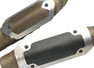 DEI has expanded its award winning Flexible Heat Shields to include additional sizes and premium finishes. The upgraded construction builds on the strengths of existing DEI Shields, but adds more rigidity with a cleaner look. Being flexible, these shields can be adjusted to fit a range of diameters. They work great as OEM replacements, over exhaust wrap, or even doubling up existing metal heat shields for the ultimate protection. Each shield uses our reliable stainless standoff bracket and includes mounting hardware for easy installation. They are currently available in either Titanium Series™ (bronze color) ONYX Series™ (black) finish. In addition, the stainless trim plate can be polished or powder coated to match individual tastes. These shields look the part on any motorcycle from cruisers to sport bikes. So if you are tired of burning your legs every time you stop in traffic, step out of the ordinary give our heat shield a try.