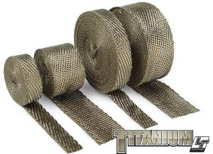 Titanium exhaust wrap, with LR Technology, is made from pulverized lava rock and stranded into a fiber material and woven into a proprietary weave. Titanium wrap is engineered to be stronger than most wraps and more durable for improved thermal performance and reliability. Perfect for any automotive or motorcycle application! Withstands 1800˚F direct/2500˚F intermittent heat Promotes increased flow for improved performance Reduces temperature & vibration breakdown Extremely pliable for a tight and secure wrap DEI HT Silicone Coating not required Pre-wetting roll not necessary for wrapping Hi-tech carbon fiber look High resistance to abrasions, oil spills, temperatures and vibration breakdown NOTE: Design Engineering HT Silicone Coating spray is NOT recommended for DEI Titanium wrap. Note of Caution: Wrap is not designed to be removed after it has been through heat cycles. After the fibers have been heated they lose their initial flexibility. This does not reduce the thermal properties of the exhaust wrap. Be aware of this before you decide to remove the wrap. Note about Titanium Exhaust Systems: DEI does NOT recommend wrapping Titanium exhausts. The alloys used in the production of titanium exhaust systems tend to be thin and are designed to dissipate heat quickly. By wrapping the exhaust, the additional heat can make the titanium alloy turn brittle and prone to premature cracking. DEI recommends using alternatives such as our flexible heat shields when seeking to reduce the heat on titanium exhaust systems.