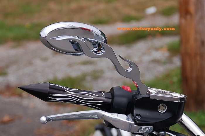 Mirror Flame Chrome Arm Oval Head Right Left