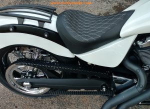 solo seat victory motorcycle white stitch solo seat diamond pattern installed