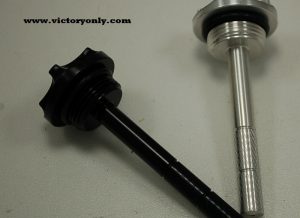 LLOYD'Z Billet Dipstick fits 2003-up Victory Freedom motors and is made of quality billet aluminum and polished to a satin finish. It replaces the ugly plastic stock dipstick and nicely dresses up the engine. Uses an 8mm allen wrench. HOH-CDS: Billet $39.95 HOH-CDSB: Black Anodized $44.95