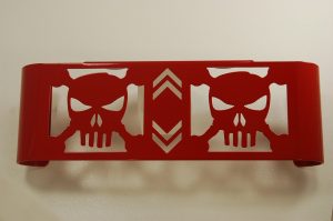 Red Oil Cooler Cover SKULL CHROME PRE 2007