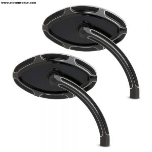 Beveled Cat Eye Forged Billet Mirrors - Short Stem Black