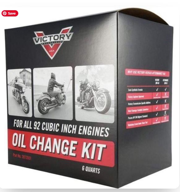 VICTORY MOTORCYCLE ENGINE OIL CHANGE KIT V92 92 CUBIC INCH 6 QUARTS OIL FILTER DRAIN WASHER 