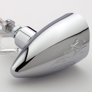 • 5/16-24 x 1" hex head cap screw supplied (drilled for wire feed) • Single filament MR11 20W halogen bulb • Vibration isolation: Rubber mounted bulb for long life • Flames are ball milled • Traditional visor cut into housing • CNC machined from 6061-T6 billet aluminum • Housing is internally threaded and features a screw-in bezel that provides a clean, seamless look • Sold in pairs • Made in the USA by Headwinds, Inc.