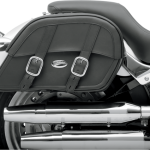 Clean-styled saddlebags available in Throw-Over or Custom-Fit mounting Throw-Over style includes a multi-adjustable yoke which hangs the bags from the fender or seat; also includes a quick-release bag connection to take off bags without disturbing the yoke or seat and a rear-mounted carry handle Custom-Fit style has a strong, smooth backside and no yoke, designed to allow custom mounting to your motorcycle Made of a durable combination of materials including genuine leather, weather-resistant SaddleHyde™, chrome-plated brass and tough plastic frame All feature 1 1/2" chrome-plated buckles and genuine leather straps with lockable, quick-release hidden buckles Extra-strong plastic back works perfectly with the S4 Quick-Disconnect Mounting System S4 saddlebag support brackets (sold separately) are strongly recommended