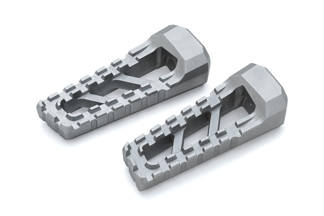 Born from the dirt. Built to raise hell. Riot's No-BS styling, steadfast stability and traction delivers the confidence to run wild on or off-road. Authentic, industrial MX-styled footpegs measure 4.6" long x 1.64" wide Requires model-specific splined adapters to allow ideal angle adjustment (adapters sold separately) Serrated toothed top surface for aggressive riding with no-slip traction and control to rip up the streets, tracks or trails Durable cast aluminum construction Available in bead-blasted silver or satin black textured finish that's extremely resilient Tough-looking counterpart to the entire Riot collection of foot controls and grips