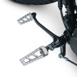 Born from the dirt. Built to raise hell. Riot's No-BS styling, steadfast stability and traction delivers the confidence to run wild on or off-road. Authentic, industrial MX-styled footpegs measure 4.6" long x 1.64" wide Requires model-specific splined adapters to allow ideal angle adjustment (adapters sold separately) Serrated toothed top surface for aggressive riding with no-slip traction and control to rip up the streets, tracks or trails Durable cast aluminum construction Available in bead-blasted silver or satin black textured finish that's extremely resilient Tough-looking counterpart to the entire Riot collection of foot controls and grips