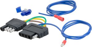 BOAT TRAILER READY. This trailer wiring adapter makes it easy to retrofit your vehicle's 4-way flat to plug into your boat trailer 5-way flat, adding a fifth wire for the reverse lights and allowing compatibility with trailers with surge brakes.Fit Type: Vehicle Specific EASY GRIP. Plugging in your boat trailer wiring and lights is easy with the ergonomic design of this trailer wiring adapter. It features grips on the sides for a better grip when plugging into the vehicle or unplugging STANDARD CONNECTION. This boat trailer hitch wiring adapter plugs into any standard 4-way flat and can be used to connect the taillights, brake lights, turn signals and reverse lights (some splicing required) EASY TO INSTALL. This 4-pin to 5-pin trailer adapter wiring comes ready to plug into your vehicle or trailer wiring with minimal splicing required DURABLE CONSTRUCTION. For long-lasting use and a reliable connection, the housing of this boat trailer harness adapter is made from durable molded rubber that will never rust or corrode