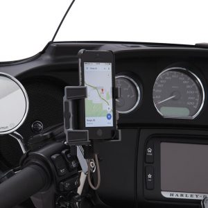 Smartphone / GPS Holder Premium With Perch Mount and USB Charger - Chrome or Black