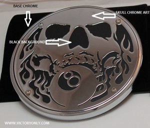 Engine Cover Skull and 8Ball 8 ball custom part chrome black victory motorcycle cross roads country vegas kingpin 