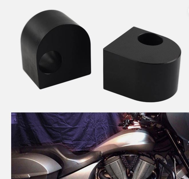 Gas Flue Tank Lift Spacers Kit For Victory Roads Cross Country Hard XR Octane XC Gas Flue Tank Lift Spacers Kit For Victory Roads Cross Country Hard XR Octane XC Features: 1.Gives the tank a slightly more aggressive look. 2.The tank lift spacers raise the front of the tank about 0.5" and increases the airspace between the frame and the bottom of the tank by approximately 70 cubic inches. 3.Does not affect seating position, or turning ability in anyway. 4.The spacers are tapered on the outside and thus are not identical- one is specifically for the left side and one for the right. 5.Installation instructions not included. Professional Installation is Highly Recommended. Specification: Condition: Aftermarket 100% Brand New Material: Plastic Placement on Vehicle: Front Color: Black Fitment: Fits for Victory Cross Country Roads XR Hardball Hard Octane XC universal Package Included: 1Pair Lift Spacers Kit Notes: 1.Due to the lighting and screen settings, the real color may slightly be different from the picture.