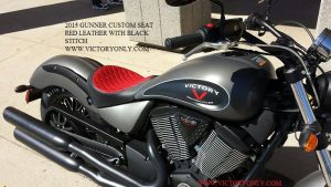 VictORY 2015 Gunner CUSTOM SEAT DIAMOND STITCH RED LEATHER FITS GUNNER VEGAS HIGHBALL KINGPIN SOLO SEAT