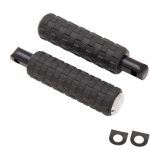 AirTrax footpegs for Indian® models Aggressive yet comfortable rubber design Repeating pattern rubber offers excellent foot traction and vibration reduction CNC machined billet end cap w/ laser engraved logo 1″ longer then stock for added comfort and foot room Forged inner aluminum structure offers maximum strength with low weight Sold in pairs. Chrome end cap Fitment: 14-up Indian® / Chief / Chieftain / Roadmaster / Springfield / Challenger