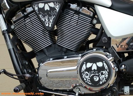 steel bolts candy white victory motorcycle cam cover derby cover Vegas, Hammer, Jackpot, Kingpin, Cross Country, Cross Roads, Kingpin Judge, Gunner, Highball, Boardwalk