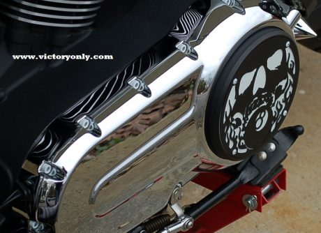 steel bolts candy white victory motorcycle cam cover derby cover Vegas, Hammer, Jackpot, Kingpin, Cross Country, Cross Roads, Kingpin Judge, Gunner, Highball, Boardwalk