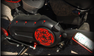 Engine Cover Fire Department black chrome / Red / Black