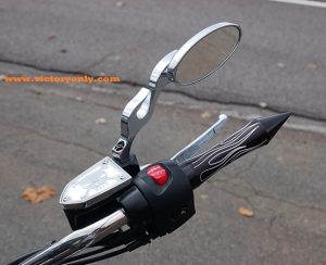 flame mirror oval arm victory motorcycle custom chrome 013