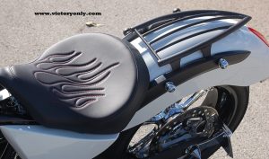 Red Flame Stitching on Solo Seat Installed Victory Motorcycle