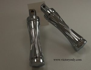 Victory Motorcycle pegs Flat End Chrome Flame Engraved