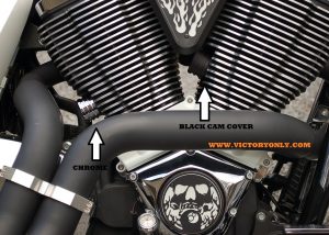 Cam Tensioner Adjuster Covers Victory Motorcycle Cam Tensioner Adjuster from 2002 to 2017. Note picture with arrows shows stock cam adjustor and not item selling. Selling is set of 2 with fins to match motor. Custom Accessory Covers fit Victory Boardwalk, Victory Hammer, Victory Judge, Victory Kingpin, Victory Cross Roads, Victory Vegas, Victory 8Ball, Victory Jackpot, Victory Highball, Victory Judge, Victory Gunner, Victory Hardball and all Victory Freedom motors 100 cu or 106 cu with those bare ugly came chain adjusters. These are made in the USA with t6061 billet aluminum and matches the Victory Freedom motors. This is a must have and is also available in black. Victory only has these Black Anodized for a great look and long lasting finish. Fits all Victory Freedom Motors Held On With A Set Screw so installs fast Sold As A Pair!