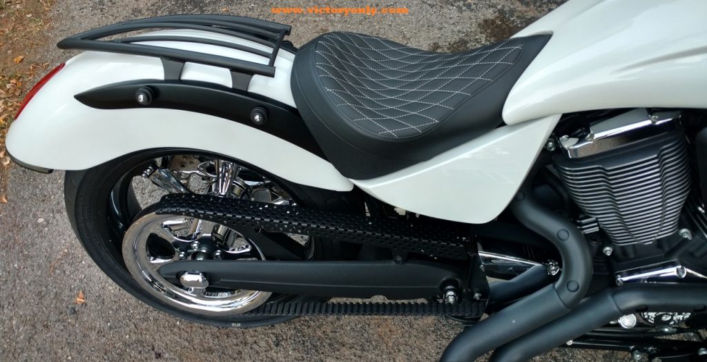 solo seat victory motorcycle white stitch solo seat diamond pattern installed 