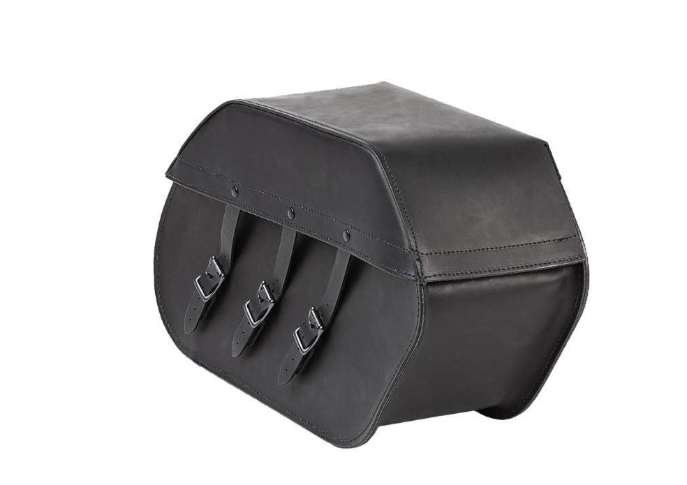 "Ledrie saddlebags "Rigid" leather black with buckles W = 51cm D= 17cm H= 26,5cm 20 liters (1 Set)"
Ledrie Saddlebags "Rigid" black - Universal use

Saddlebags with buckles.

Dimensions
Product width: 51cm
Product depth: 17cm
Product height: 26,5cm
Product weight: 4,63

20 liters

Material: Leather
Premium quality leather bag. Specially treated genuine leather. Handmade.

Mounting Note:
Ledrie saddlebags are with reinforced back panel. The holes can be drilled in the desired places of the reinforced back wall and thus mounted. The saddlebag support kits are not included.

Universal use. Can be mounted on any motorcycle where it is technically given.

The picture is exemplary. Since it is real leather, the color / surface may differ from the picture in the delivered bags.

Included in delivery:
2 pieces