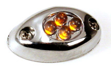 Replacement LED Light for Accutronix Side Mounted License Plate Kits. These can be also be used for custom applications. Features 3 LED's, one pointing straight & two pointing to the side at a 45° angle. Available in Chrome or Black Plated ABS.