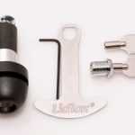 Grip Tip Helmet Lock for 1" Bars. Comes with 2 keys keys and 1 helmet extender. Chrome lock body.