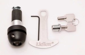 Grip Tip Helmet Lock for 1" Bars. Comes with 2 keys keys and 1 helmet extender. Chrome lock body.