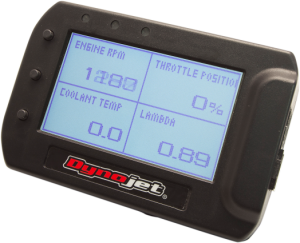 Real time fuel adjustment Display channels real-time: RPM, TP, map position (when using map switch), duty cycle, fuel exchange, ignition change and wideband air/fuel ratio (w/ WB2 or auto-tune connected) Weather resistant for use in all conditions Log channels saved to internal memory and can be viewed/analyzed with Dynojet's powercore software High contrast display, viewable in sunlight Includes CAN cable for attachment to Power Commander V, Auto Tune and Wide Band Power Commander