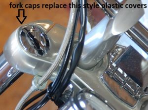 Victory Motorcycle Flat Black and Brilliant Chrome steel FORK CAP COVER models 2008 to current with HEX nut capped forks