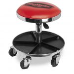 The ultimate shop stool that works as hard as you do. 17 in. diameter, five-section tool tray with thick one-piece magnetic rubber liner separates and protects the parts. Five 3 in. heavy-duty casters mounted on individual reinforcement arms with 360° swivel action. Beautiful chrome finish with super comfortable cushion for those extra-long jobs. 13 in. diameter seat can spin 360° and with the ease of a lever, gives an adjustable height of 17-1/2 to 22 in.
