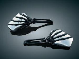 Skeleton Hand Mirrors with Black Stems and Chrome Heads