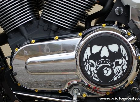 steel bolts candy YELLOW victory motorcycle cam cover derby cover Vegas, Hammer, Jackpot, Kingpin, Cross Country, Cross Roads, Kingpin Judge, Gunner, Highball, Boardwalk