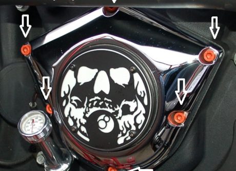 steel bolts candy Orange victory motorcycle cam cover derby cover Vegas, Hammer, Jackpot, Kingpin, Cross Country, Cross Roads, Kingpin Judge, Gunner, Highball, Boardwalk