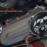 steel bolts candy Orange victory motorcycle cam cover derby cover Vegas, Hammer, Jackpot, Kingpin, Cross Country, Cross Roads, Kingpin Judge, Gunner, Highball, Boardwalk