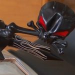 Mirror Set Black Skull with Red Eyes