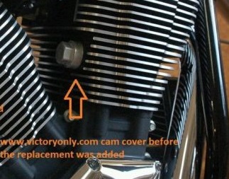 Cam Tensioner Adjuster Covers Victory Motorcycle Cam Tensioner Adjuster from 2002 to 2014. Note picture with arrows shows stock cam adjustor and not item selling. Selling is set of 2 with fins to match motor. Custom Accessory Covers fit Victory Boardwalk, Victory Hammer, Victory Judge, Victory Kingpin, Victory Cross Roads, Victory Vegas, Victory 8Ball, Victory Jackpot, Victory Highball, Victory Judge, Victory Gunner, Victory Hardball and all Victory Freedom motors 100 cu or 106 cu with those bare ugly came chain adjustors. These are made in the USA with t6061 billet aluminum and matches the Victory Freedom motors. This is a must have and is also available in black. Victory only has these Black Anodized for a great look and long lasting finish. Fits all Victory Freedom MotorsHeld On With A Set Screw so installs fast Sold As A Pair! Picture below shows the single cam bolt before cover is installed so you can match it up with your Victory Motorcycle