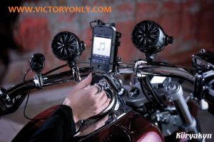 HANDLEBAR MOUNTED SOUND SYSTEM SPEAKER BLACK CHROME