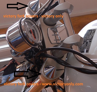 Chrome or Flat Matte Black Spike fork covers for Victory Motorcycles install easy
